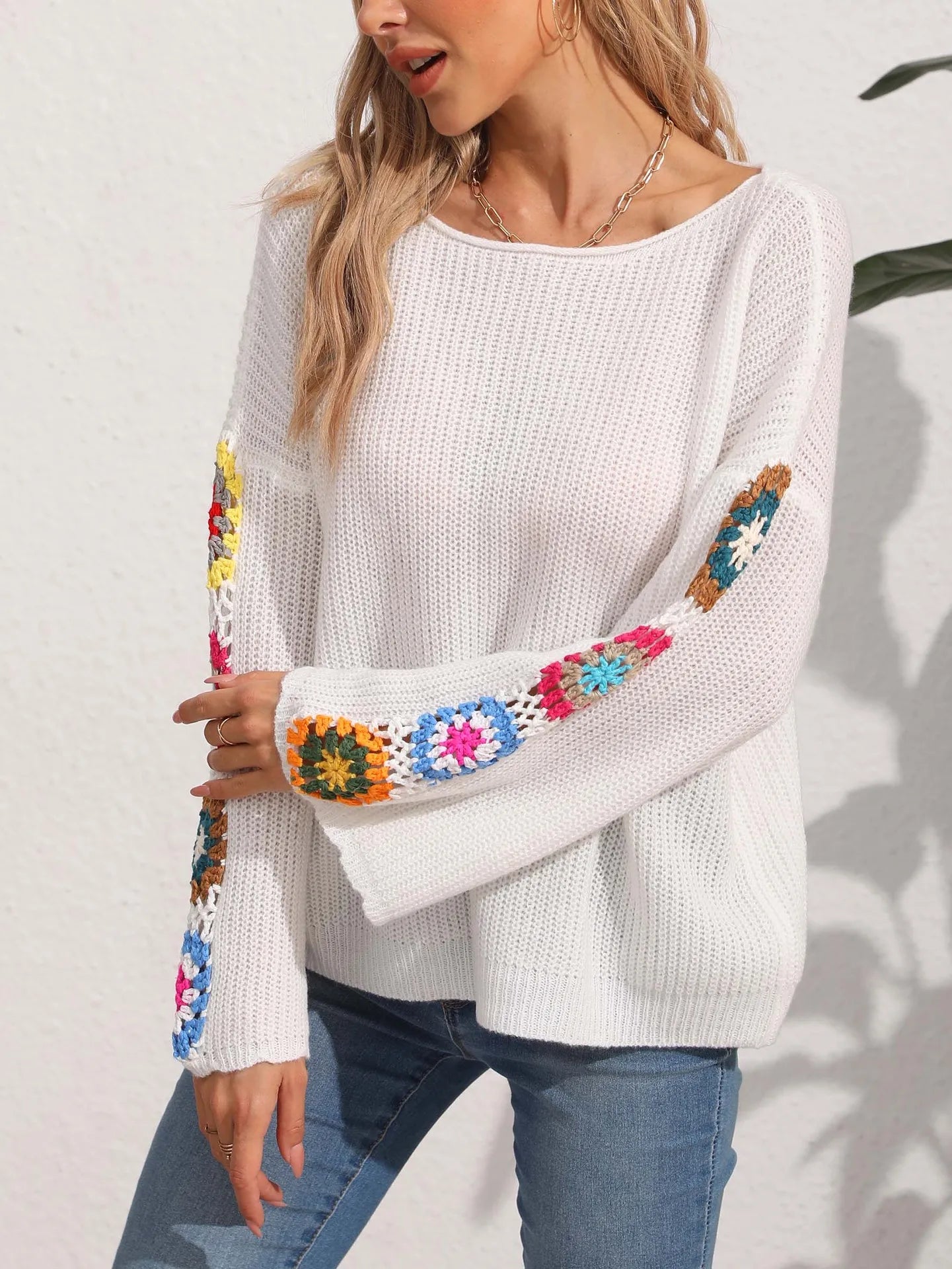 Pullover Sweaters - Folk Embroidered Cozy Pullover