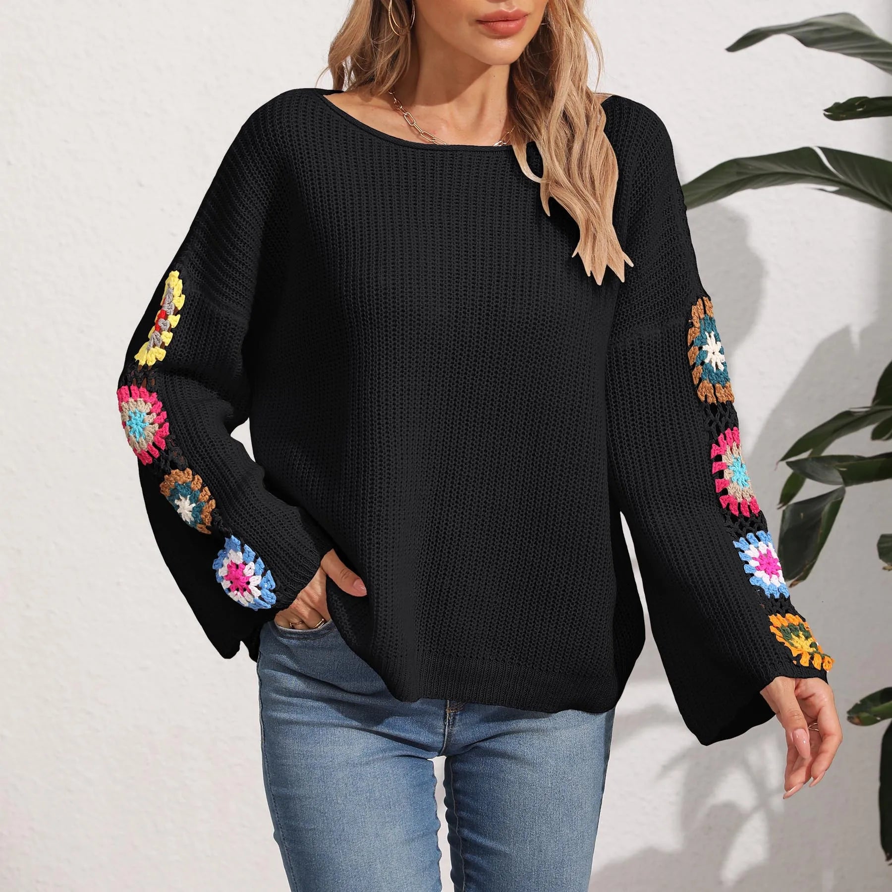 Pullover Sweaters - Folk Embroidered Cozy Pullover