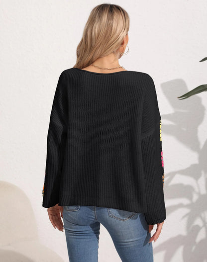 Pullover Sweaters - Folk Embroidered Cozy Pullover