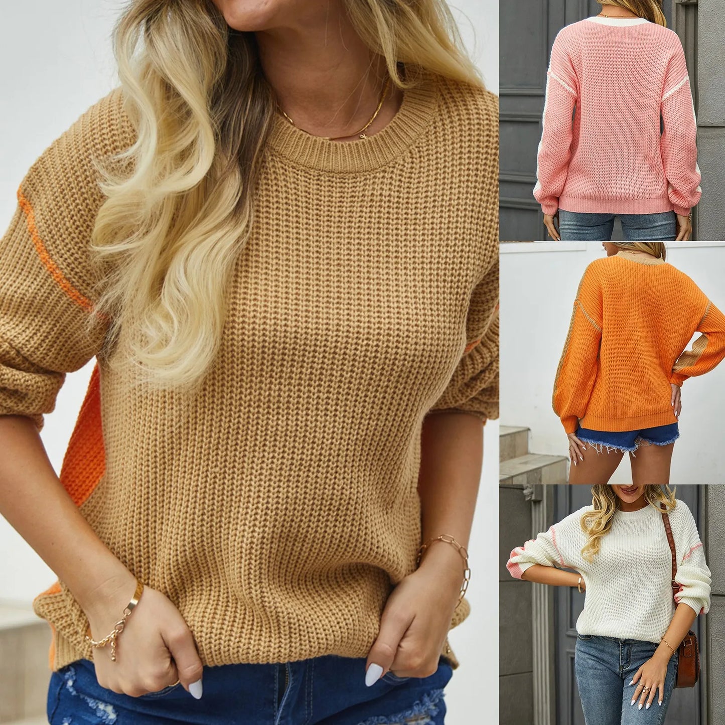 Pullover Sweaters - Snug and Stylish Knit Sweater - Seasonal Staple