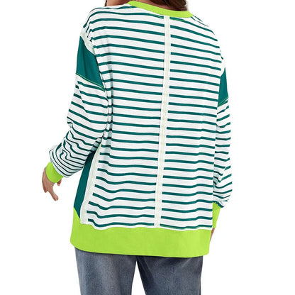 Pullover Sweaters - Stripes & Trims Loose Fit Pullover Sweatshirts