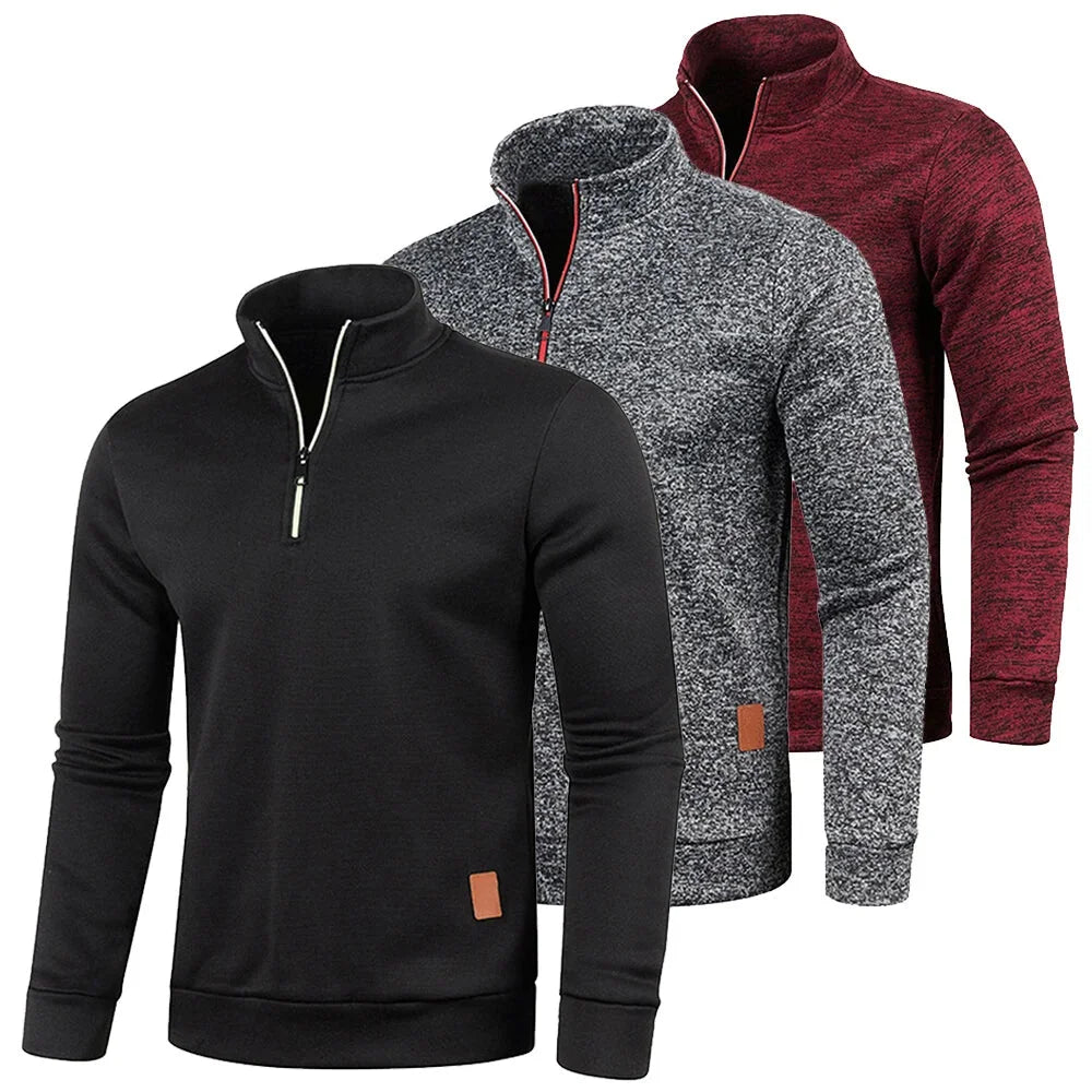 Pullovers - Casual Men's Half-Zip Sweatshirt in Heather