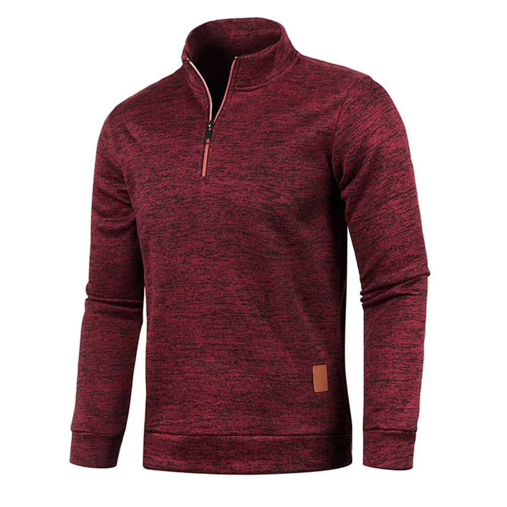 Pullovers - Casual Men's Half-Zip Sweatshirt in Heather