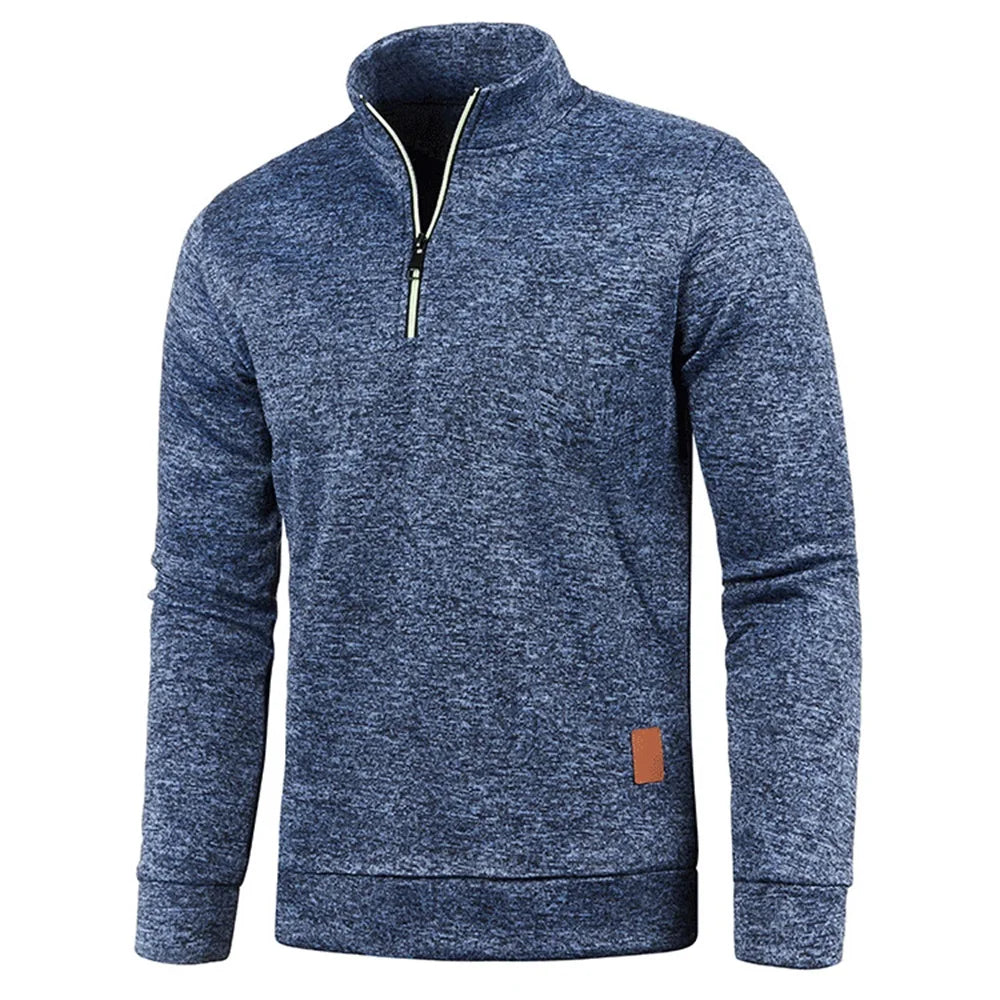 Pullovers - Casual Men's Half-Zip Sweatshirt in Heather