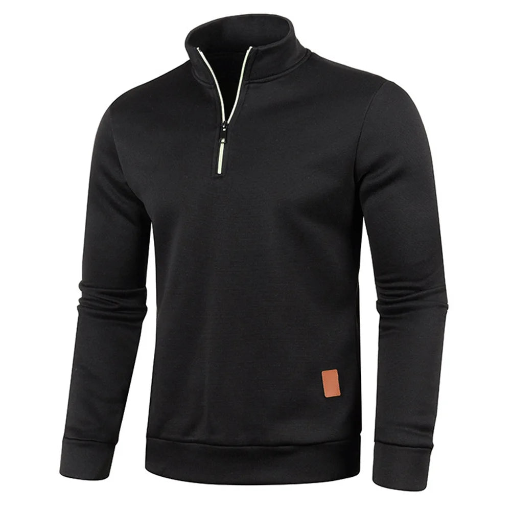 Pullovers - Casual Men's Half-Zip Sweatshirt in Heather