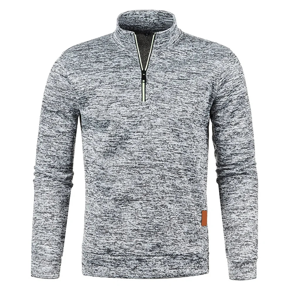 Pullovers - Casual Men's Half-Zip Sweatshirt in Heather