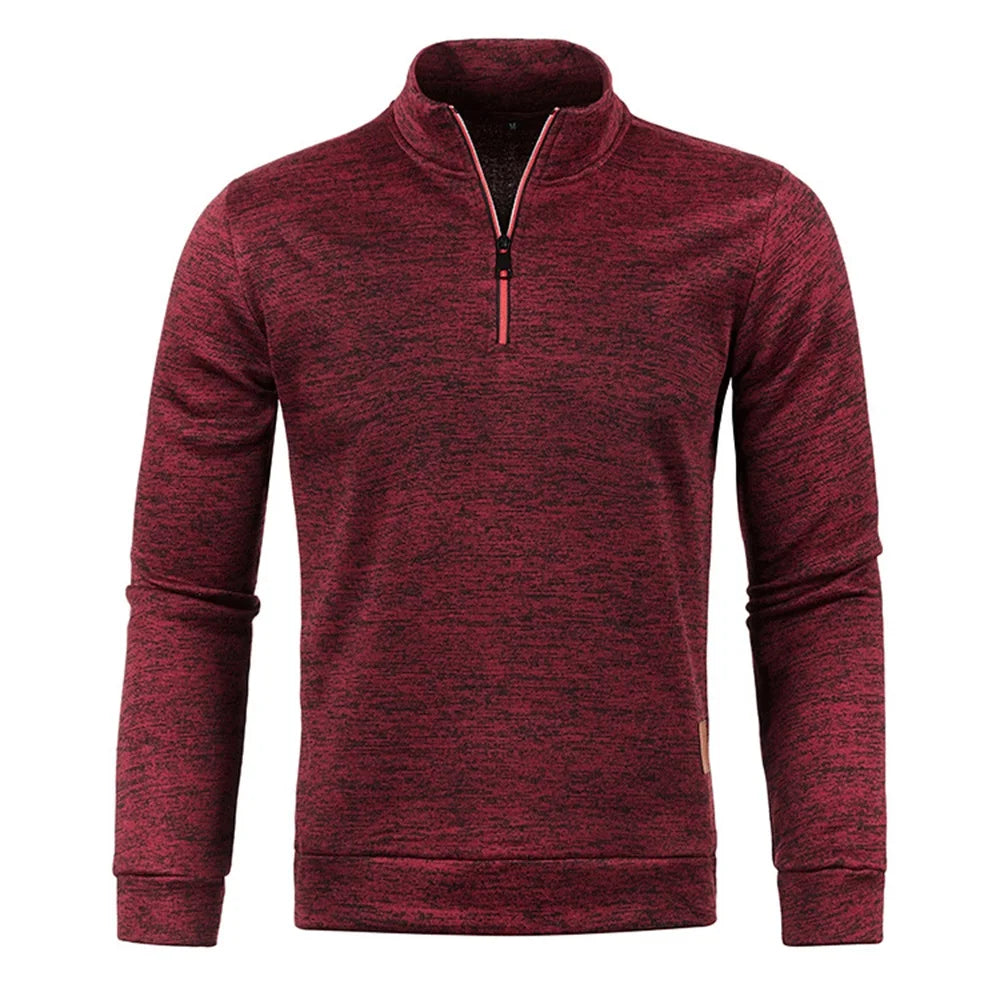 Pullovers - Casual Men's Half-Zip Sweatshirt in Heather