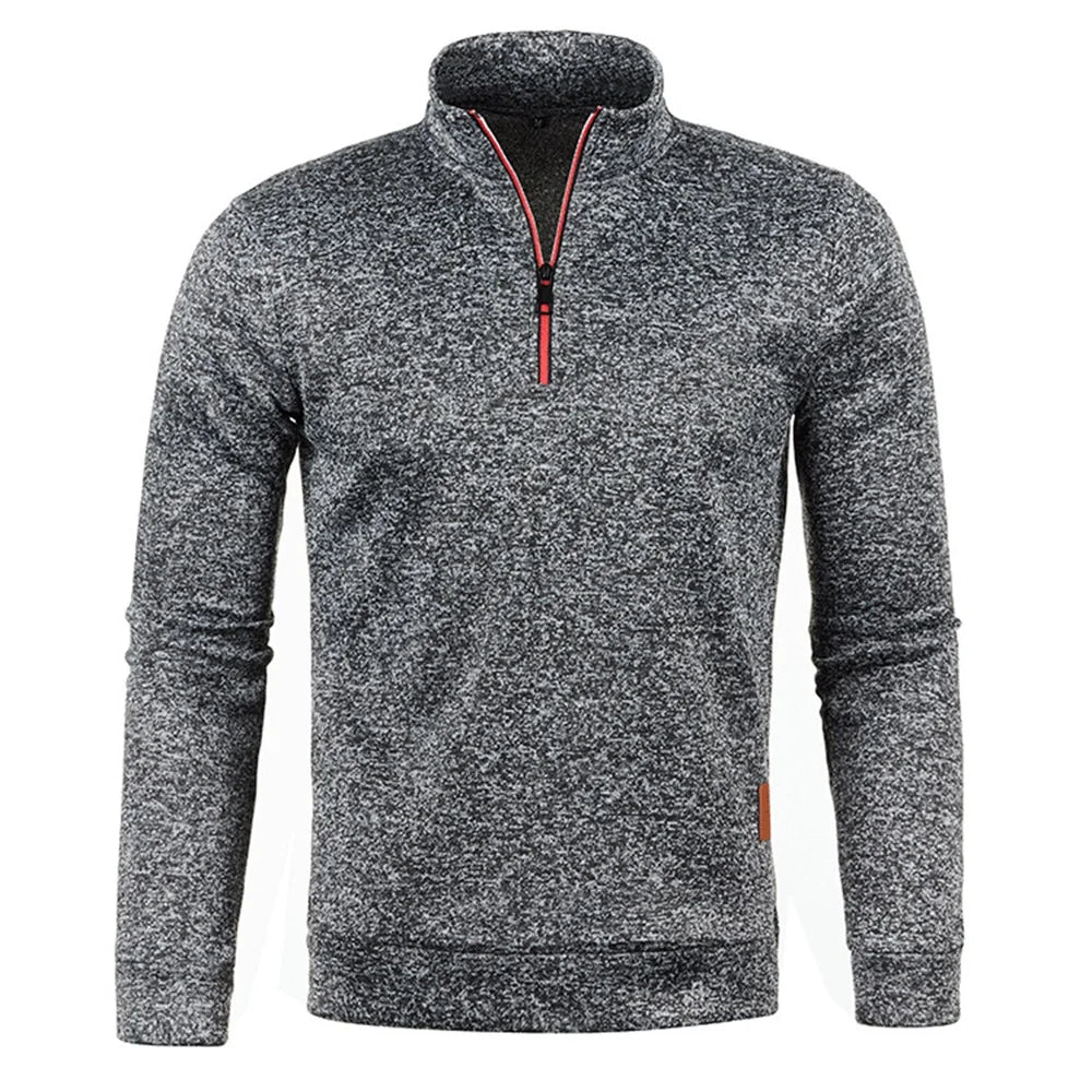 Pullovers - Casual Men's Half-Zip Sweatshirt in Heather