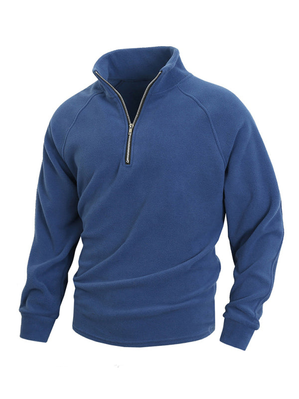 Pullovers - Men's Fleece Pullover - Half-Zip Sweatshirt for Easy Wear