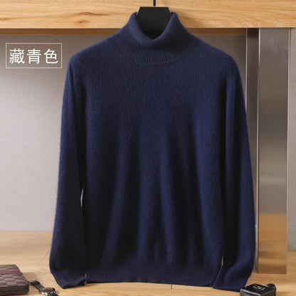 Pullovers - Mink Cashmere Turtleneck Sweater - Men Winter Essential