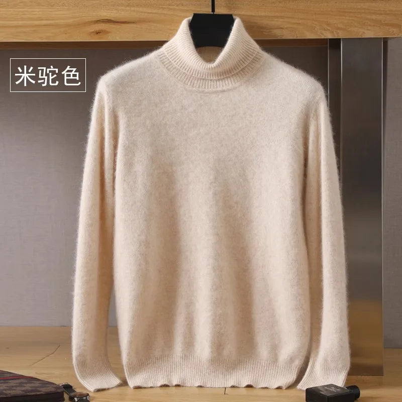 Pullovers - Mink Cashmere Turtleneck Sweater - Men Winter Essential