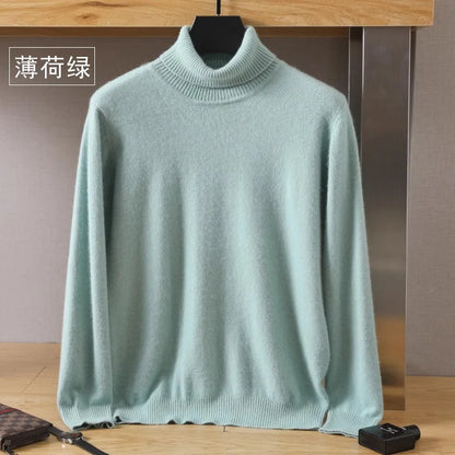 Pullovers - Mink Cashmere Turtleneck Sweater - Men Winter Essential