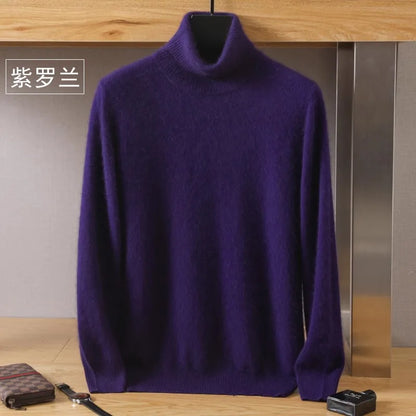 Pullovers - Mink Cashmere Turtleneck Sweater - Men Winter Essential