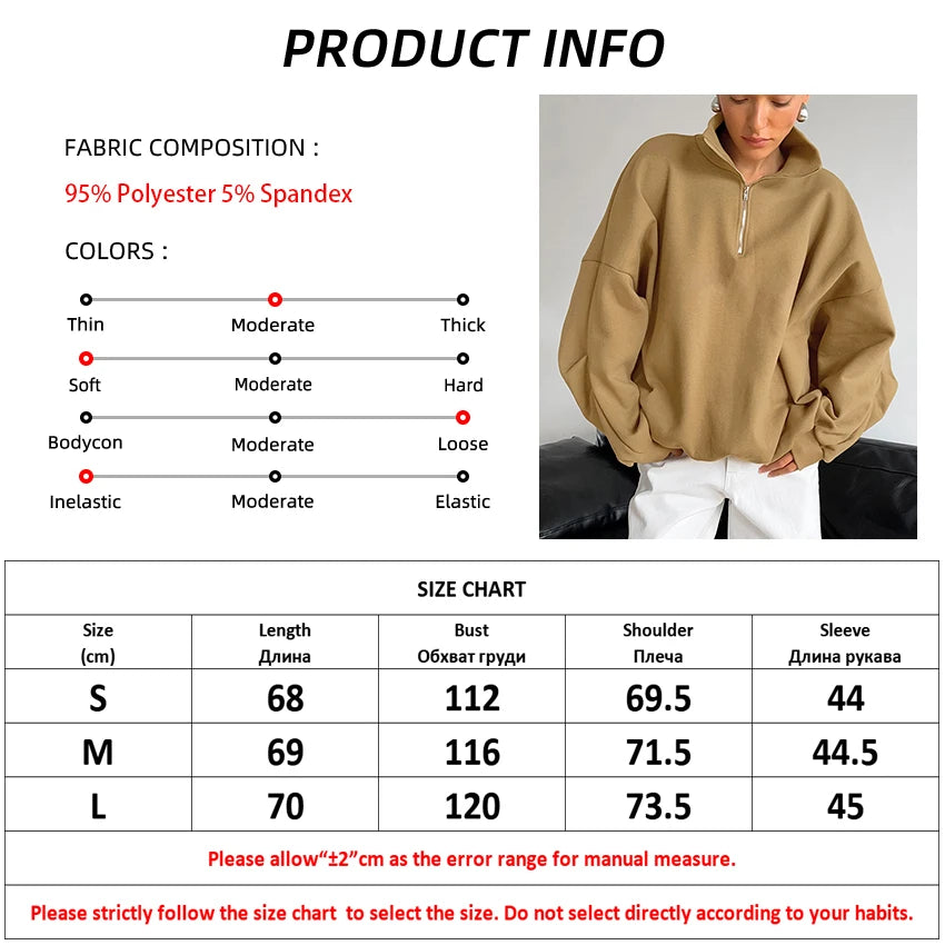 Pullovers - Oversized Half-Zip Sweatshirt Casual Pullover