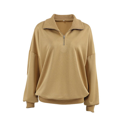 Pullovers - Oversized Half-Zip Sweatshirt Casual Pullover