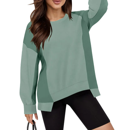 Pullovers Sweatshirts - Casual Bi-Color Pullover Sweatshirts High-low Hem