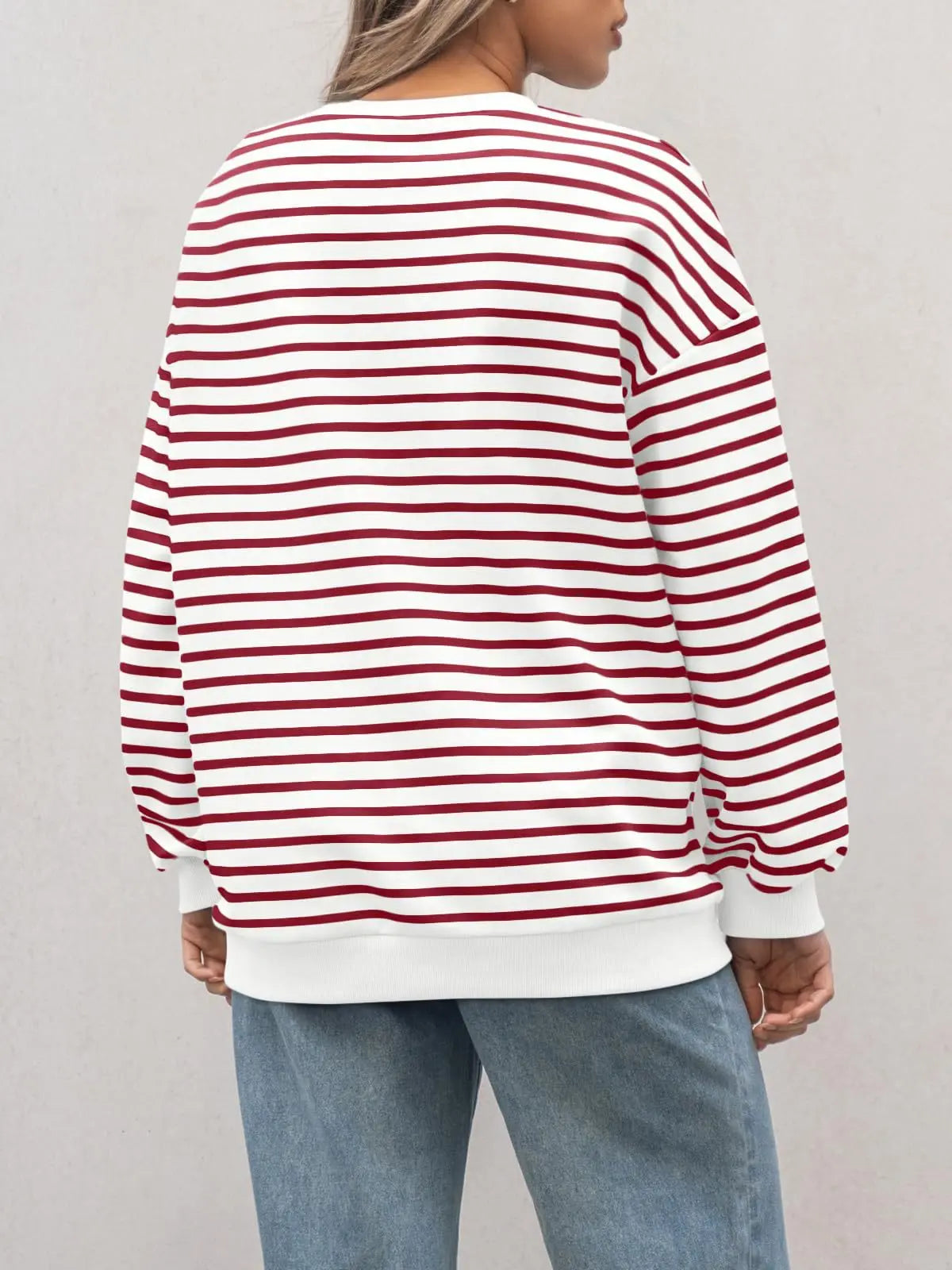 Pullovers Sweatshirts - Casual Stripes Oversized Pullover