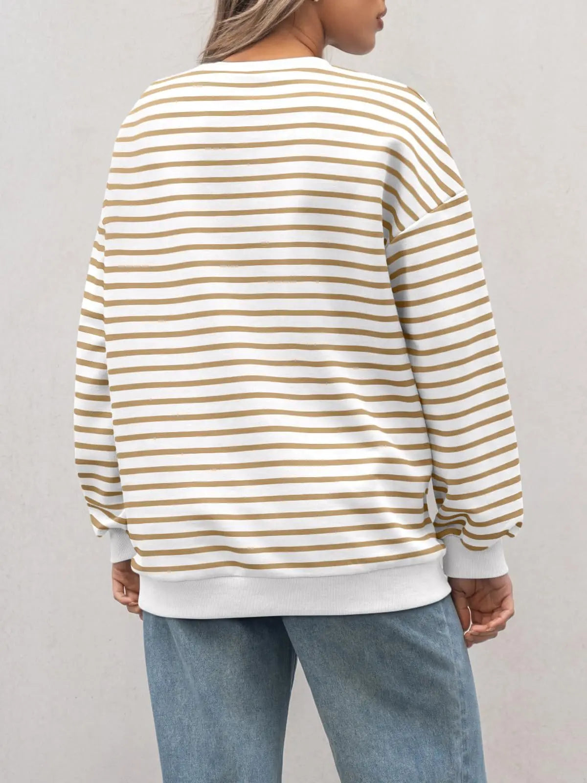 Pullovers Sweatshirts - Casual Stripes Oversized Pullover