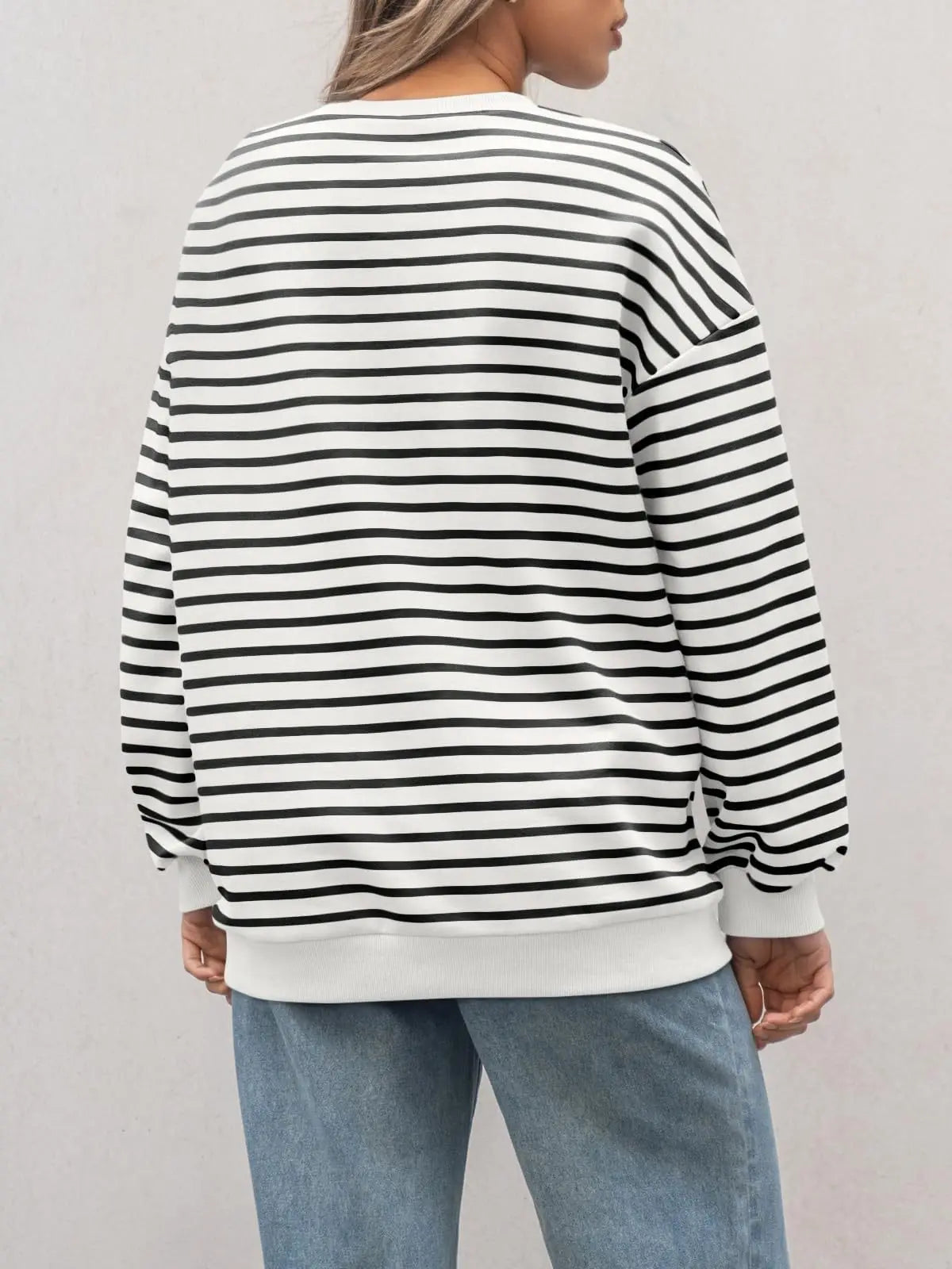 Pullovers Sweatshirts - Casual Stripes Oversized Pullover