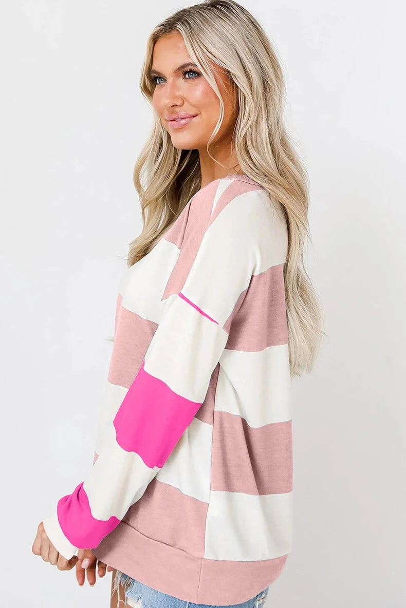 Pullovers Sweatshirts - Comfy Multi-Stripe Sweatshirt