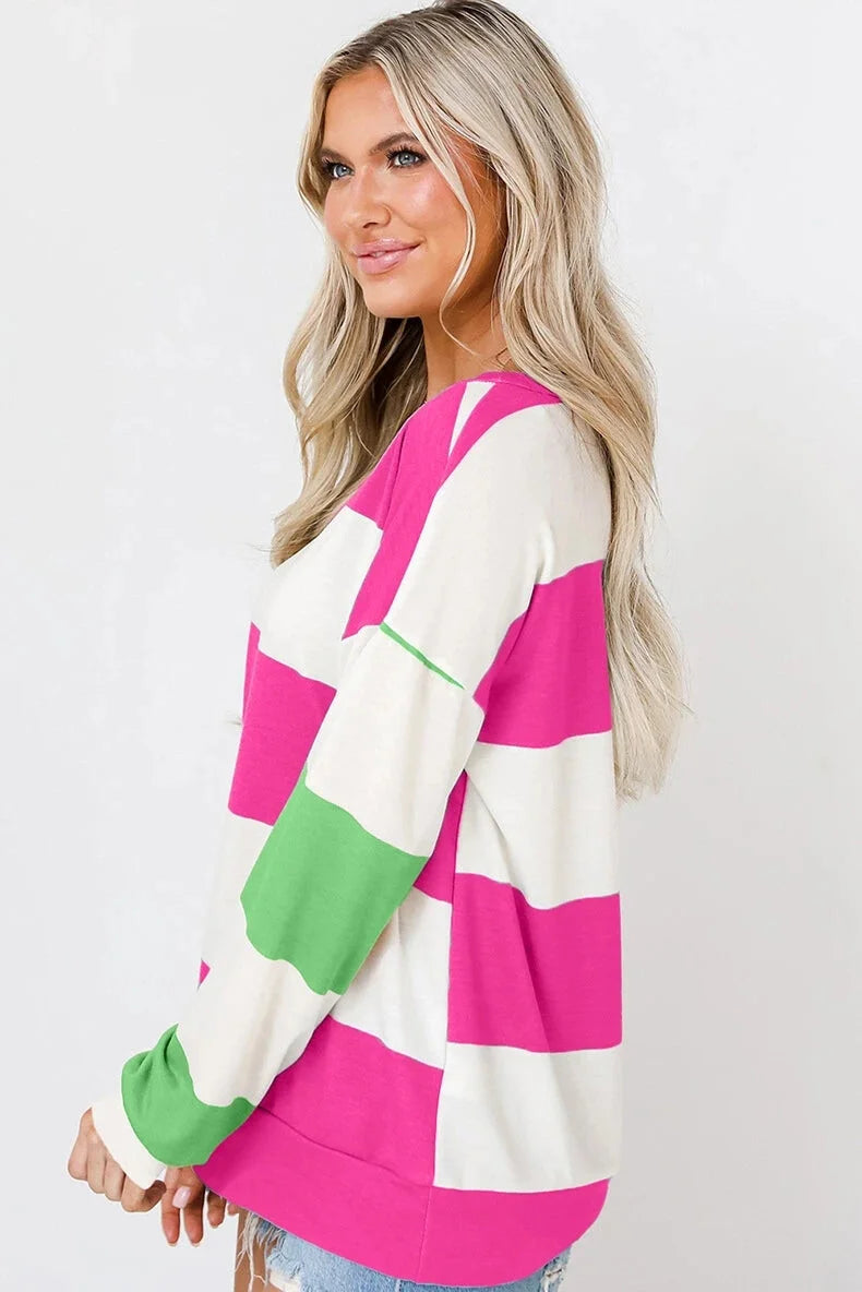 Pullovers Sweatshirts - Comfy Multi-Stripe Sweatshirt