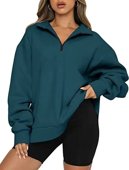 Pullovers Sweatshirts - Half Zip Up Classic Casual Sweatshirts – Earthy Colors