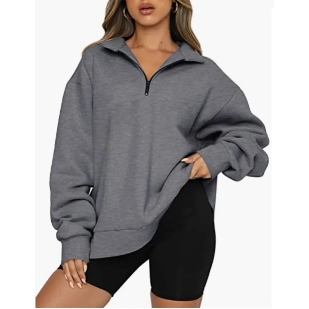 Pullovers Sweatshirts - Half Zip Up Classic Casual Sweatshirts – Earthy Colors