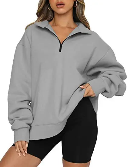 Pullovers Sweatshirts - Half Zip Up Classic Casual Sweatshirts – Earthy Colors