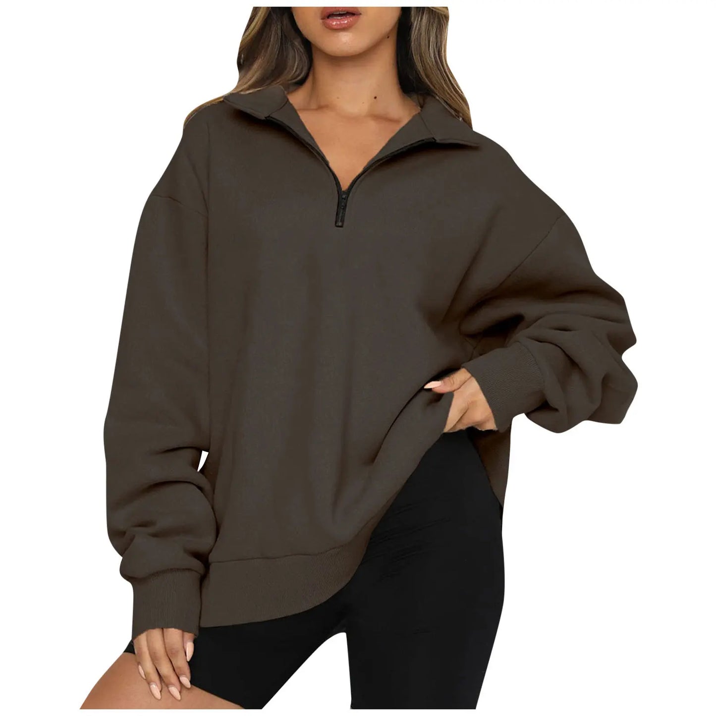 Pullovers Sweatshirts - Half Zip Up Classic Casual Sweatshirts – Earthy Colors