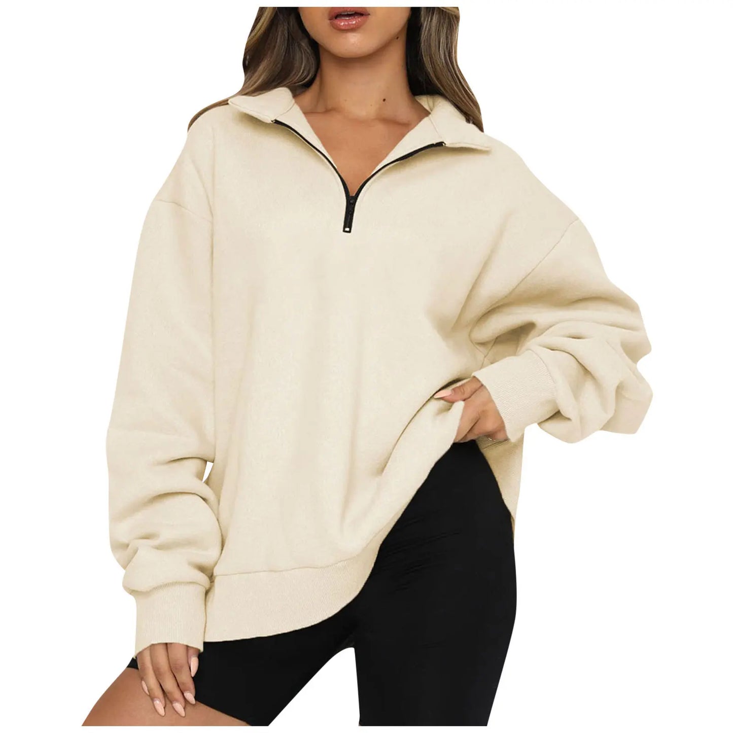 Pullovers Sweatshirts - Half Zip Up Classic Casual Sweatshirts – Earthy Colors