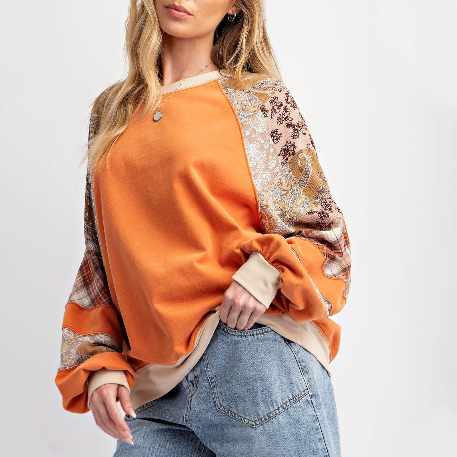 Pullovers Sweatshirts - Mixed Print Oversized Women’s Top