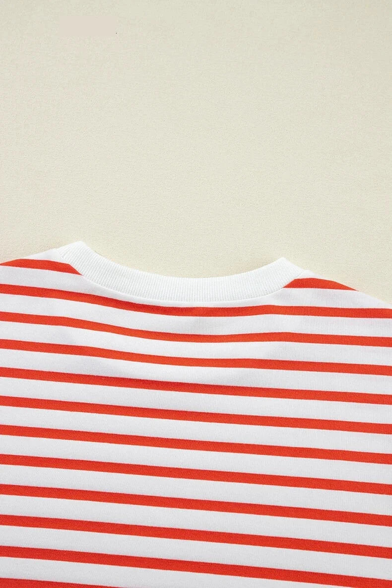 Pullovers Sweatshirts - Red & White Stripe Comfort Top