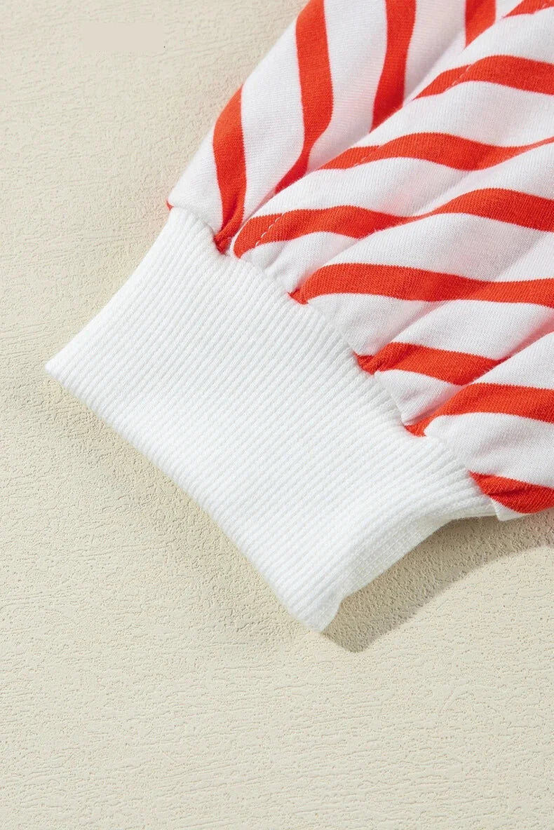 Pullovers Sweatshirts - Red & White Stripe Comfort Top