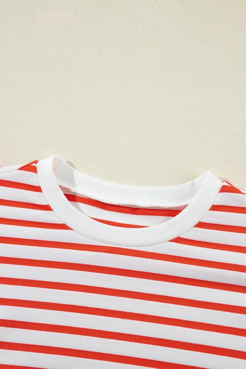 Pullovers Sweatshirts - Red & White Stripe Comfort Top