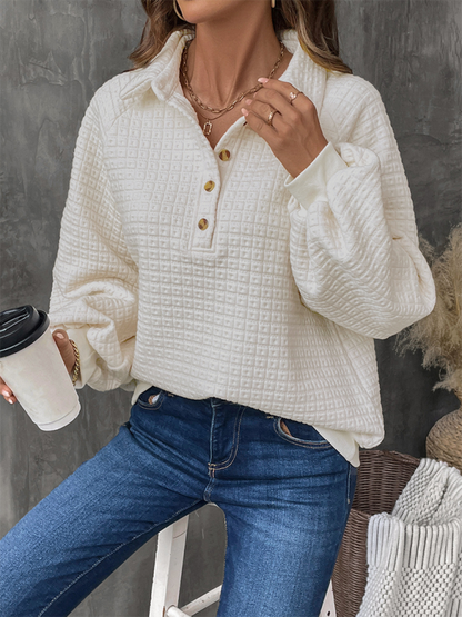 Pullovers- Women Fancy Textured Pullover- Cream- Pekosa Women Fashion