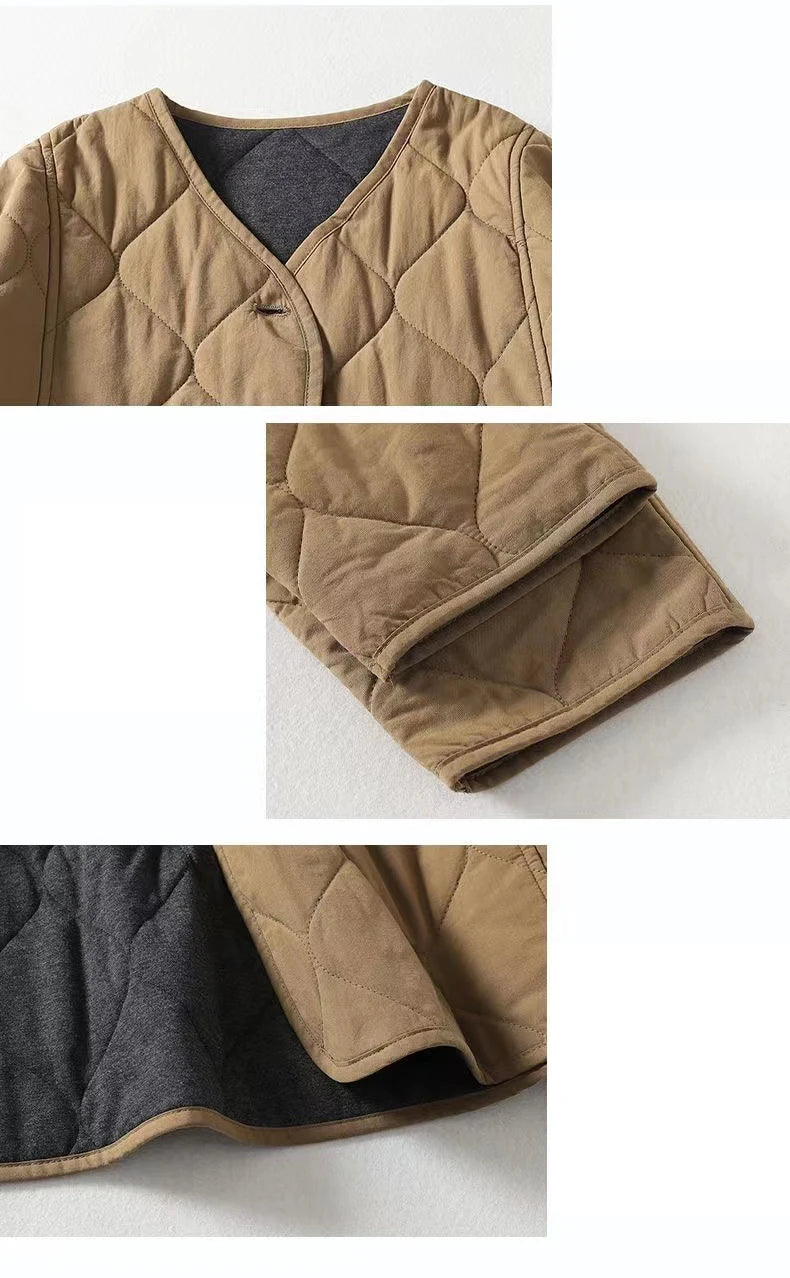 Quilted Coats - Minimalist Collarless Quilted Jacket – Warm & Stylish