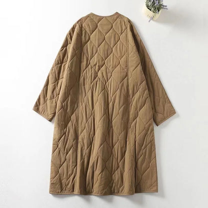 Quilted Coats - Minimalist Collarless Quilted Jacket – Warm & Stylish