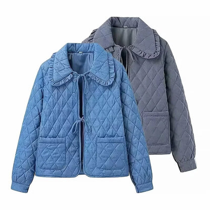 Quilted Jackets- Classic Diamond Quilted Jacket for Women- - Chuzko Women Clothing