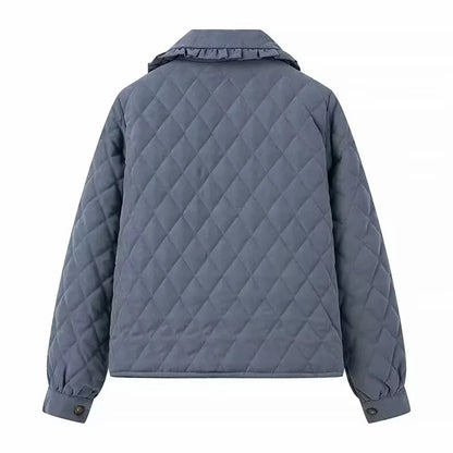 Quilted Jackets- Classic Diamond Quilted Jacket for Women- - Chuzko Women Clothing