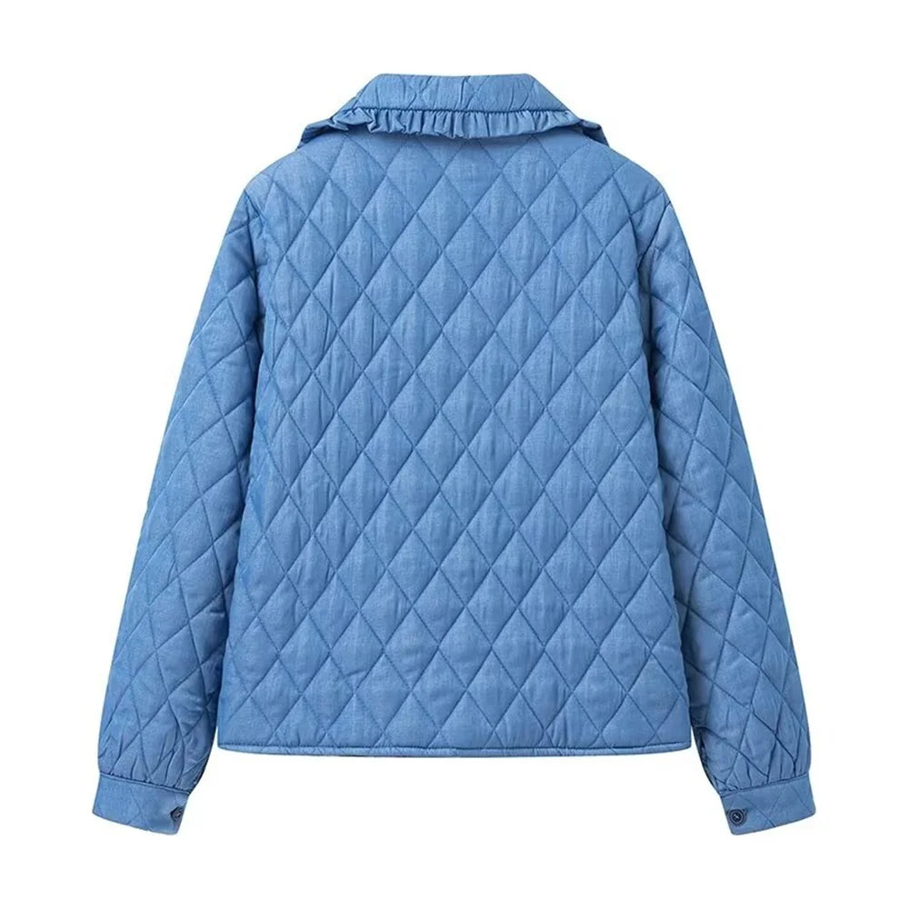 Quilted Jackets- Classic Diamond Quilted Jacket for Women- - Chuzko Women Clothing