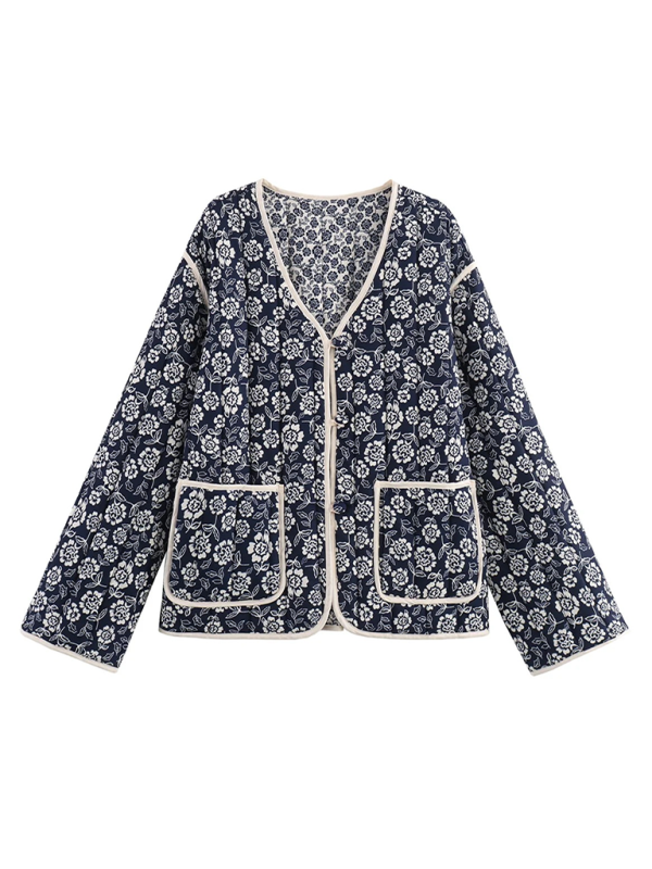 Everyday Navy Floral Quilted Jacket