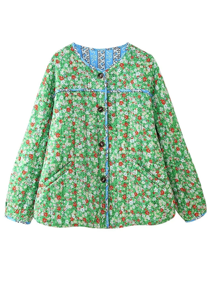 Quilted Jackets- Floral Quilted Jacket for Crisp Days - Outerwear Collection- - Pekosa Women Fashion