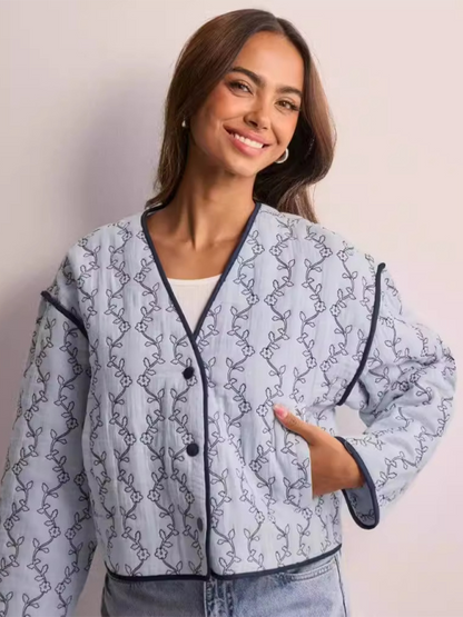 Floral Quilted Jacket for Women