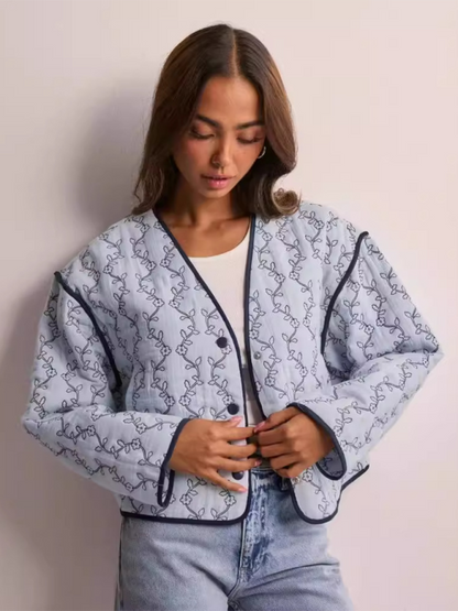 Floral Quilted Jacket for Women