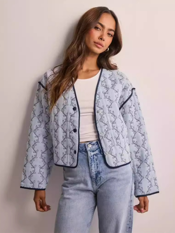 Floral Quilted Jacket for Women