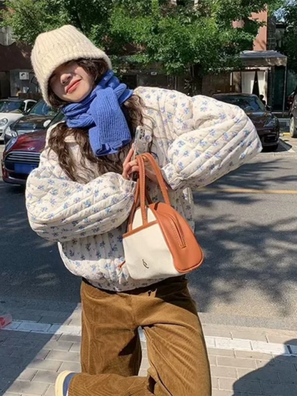 Veste matelassée épaisse à motif floral