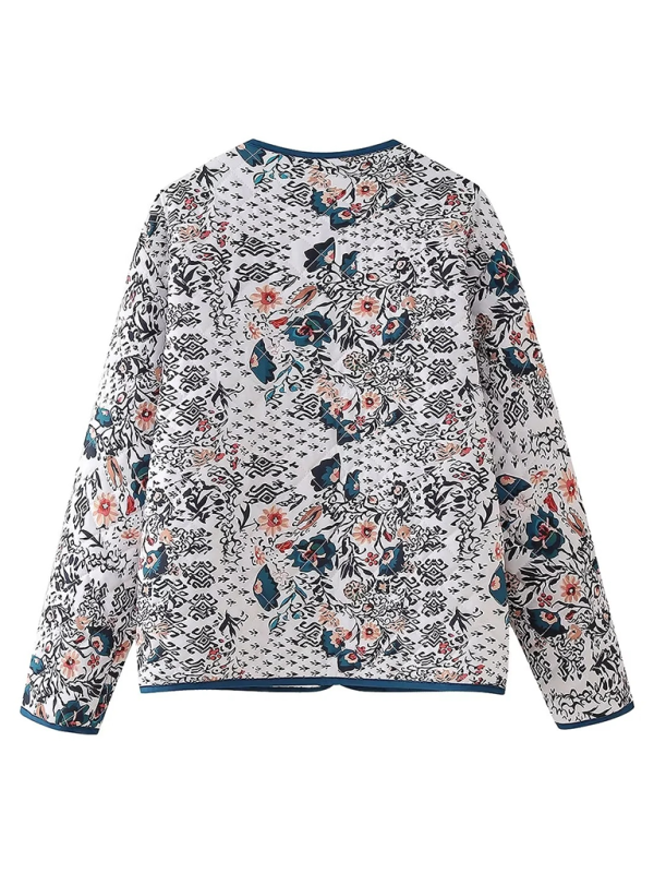 Quilted Jackets- Quilted Eclectic Print Structured Jacket for Woman- - Pekosa Women Fashion