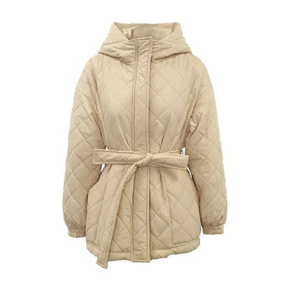 Quilted Jackets- Quilted Winter Jacket with Belted Waist