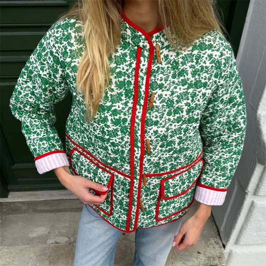 Quilted Jackets- Women Floral Print Retro-Inspired Jacket- S M L- Chuzko Women Clothing