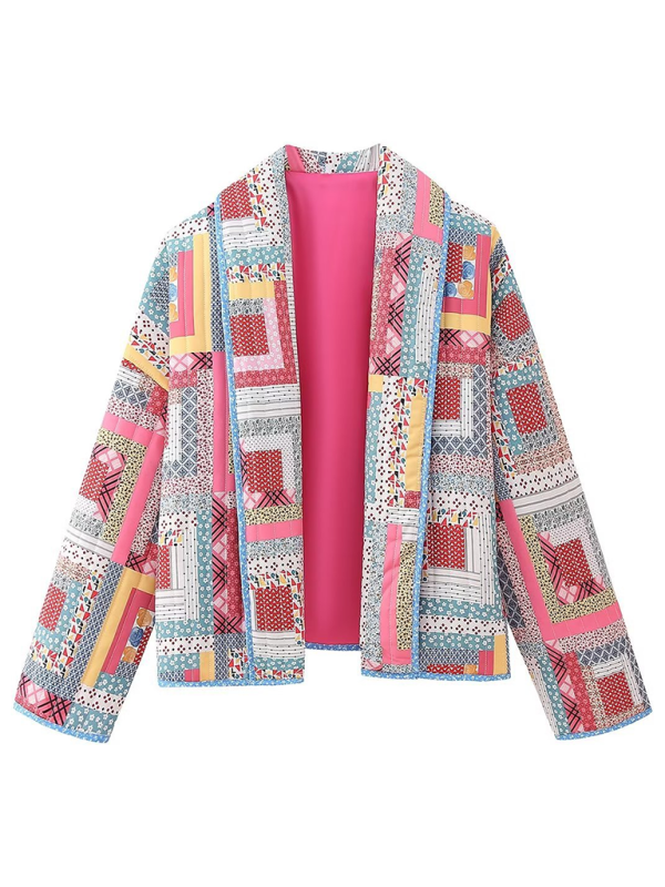 Veste matelassée patchwork châle pour femme